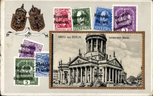 Präge Passepartout Briefmarken Ak Berlin Mitte, Gendarmen-Markt