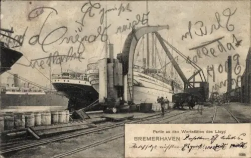 Ak Bremerhaven, Blick auf die Werkstätten des Lloyd