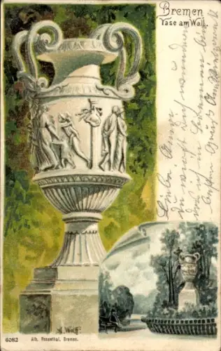 Künstler Litho Hansestadt Bremen, Vase am Wall