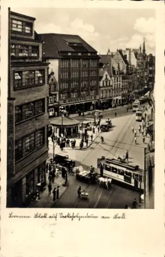 Ak Hansestadt Bremen, Blick auf Verkehrsturm am Brill, Straßenbahn
