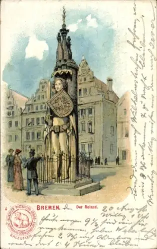 Litho Hansestadt Bremen, Der Roland, Reklame Hoffmann's Stärkefabriken