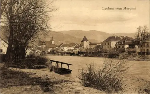 Ak Leoben Steiermark, Blick vom Murquai