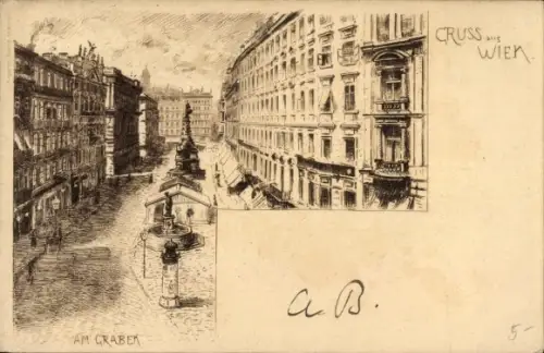 Künstler Ak Wien 1 Innere Stadt, Am Graben
