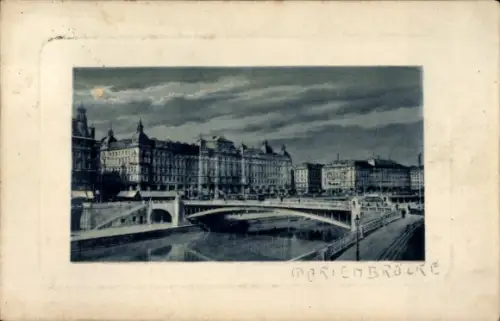 Präge Passepartout Ak Wien 1 Innere Stadt, Marienbrücke