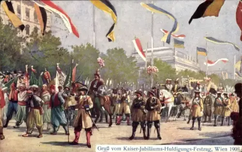 Künstler Ak Wien Österreich, Kaiser Jubiläums Huldigungs Festzug 1908