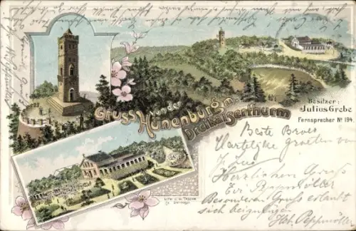 Litho Quelle Bielefeld in Nordrhein Westfalen, Hünenburg, Drei Kaiser Turm
