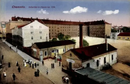 Ak Chemnitz Sachsen, Infanterie Kaserne 104, Eingang