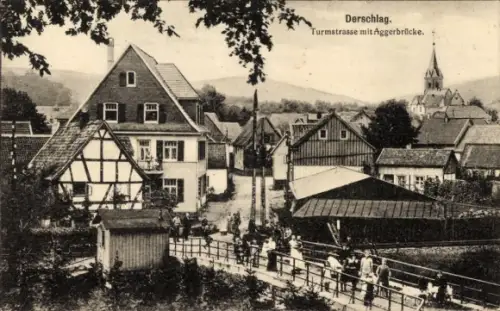 Ak Derschlag Gummersbach im Oberbergischen Kreis, Turmstraße, Aggerbrücke