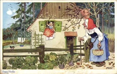 Künstler Ak Baumgarten, Fritz, Märchen, Gebrüder Grimm, Frau Holle