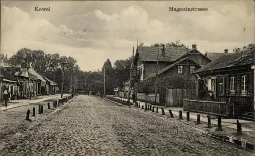 Ak Kowel Ukraine, Magazinstraße, Straßenpartie, Gebäude