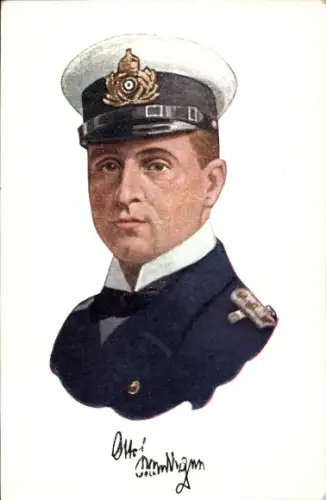Künstler Ak Otto Weddigen, Marineoffizier, Kapitänleutnant, Portrait