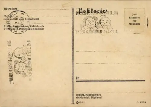Ak Hamburg, Stempel, Wilhelm Busch-Ausstellung