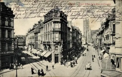 Ak Gand Gent Ostflandern, Rond Point, Rue de Flandre
