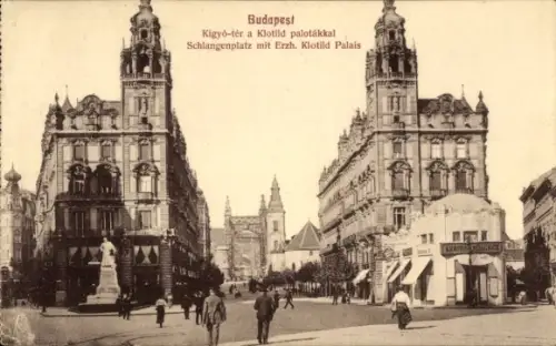 Ak Budapest Ungarn, Schlangenplatz, Erzherzog Klotild-Palais