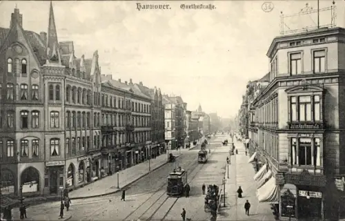 Ak Hannover, Goethestraße, Geschäft Julius Kauffmann & Co., Straßenbahnen