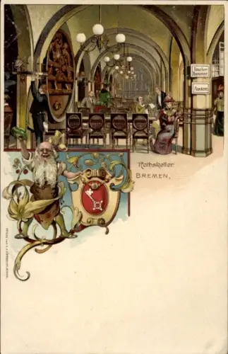 Wappen Litho Hansestadt Bremen, Ratskeller, Zwerg