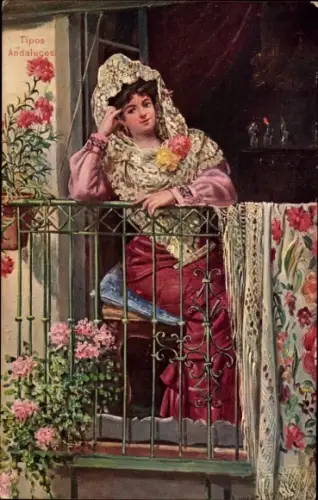 Ak Andalusien, Frau in Tracht