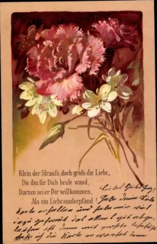 Künstler Ak Blumenstrauß, Nelken