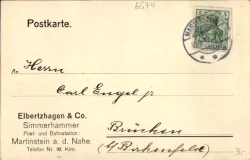Ak Martinstein an der Nahe, Elbertzhagen & Co., Simmerhammer