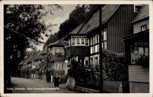 Ak Bad Schandau Sächsische Schweiz, Straßenpartie