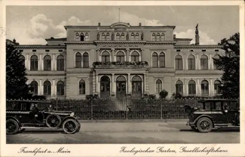 Ak Frankfurt am Main, Zoologischer Garten, Gesellschaftshaus, Autos