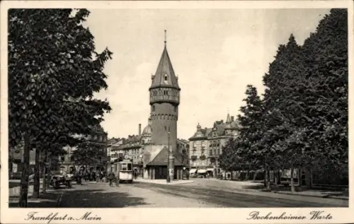 Ak Bockenheim Frankfurt am Main, Frankfurt a. Main, Bockenheimer Warte, Straßenbahn