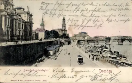 Ak Dresden Altstadt, Dampfschiffslandeplatz, Dresden