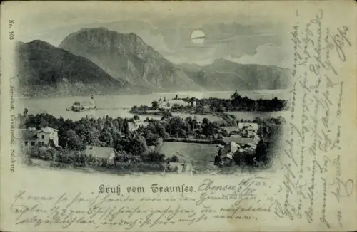 Ak Langwies Ebensee am Traunsee Oberösterreich, Traunsee, Ebensee, Esplanade, Schiff, C. Jurische