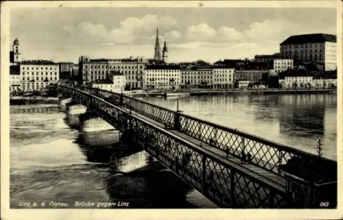 Ak Linz an der Donau Oberösterreich, Brücke zur Stadt