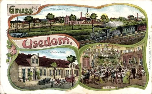 Litho Insel Usedom, Gesamtansicht, Hotel Deutsches Haus, Saal