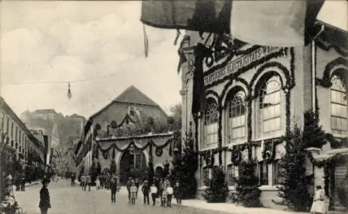 Ak Blankenburg am Harz, Tränkestraße im Festschmuck zum Einzug des Regenten am 18. Juni 1907