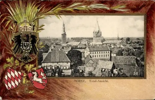 Präge Wappen Passepartout Ak Soest in Westfalen, Gesamtansicht