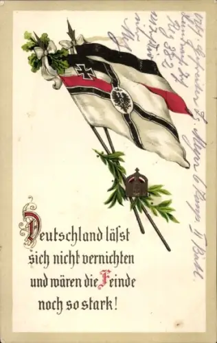 Ak Deutschland lässt sich nicht vernichten, und wären die Feinde noch so stark, Flaggen, I. WK