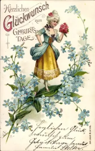 Präge Ak Glückwunsch Geburtstag, Blumen, Frau