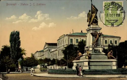Ak București Bukarest Rumänien, Statuia J. C. Bratianu