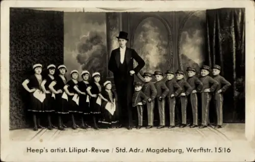 Ak Heeps artist. Liliput-Revue, Magdeburg, Werftstraße 15/16