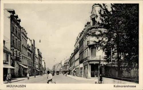 Ak Mülhausen Haut Rhin, Blick in die Kolmarerstraße