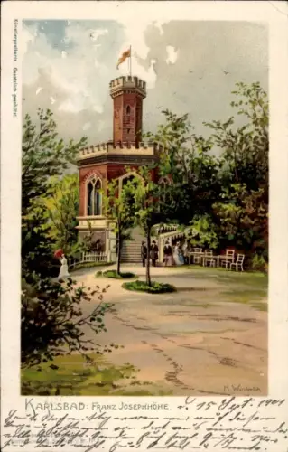 Künstler Ak Karlovy Vary Karlsbad Stadt, Franz Joseph Höhe