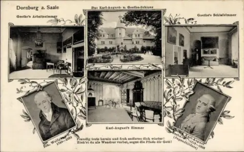 Ak Dornburg an der Saale Thüringen, Goethes Arbeitszimmer, Karl August von Sachsen, Goethe
