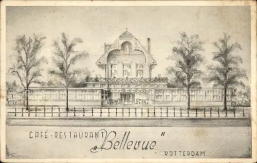Ak Rotterdam Südholland Niederlande, Café-Restaurant Bellevue