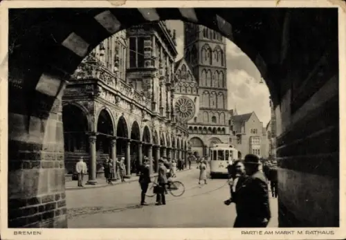 Ak Hansestadt Bremen,  Partie am Markt, Rathaus