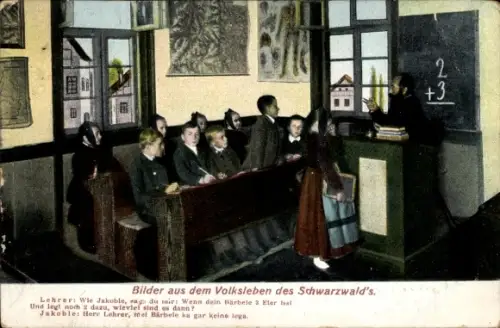Ak Bilder aus dem Volksleben des Schwarzwaldes, Trachten, Klassenzimmer