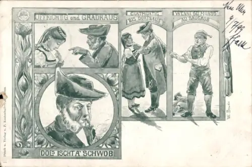 Ak Schwäbische Tracht, Liebespaar