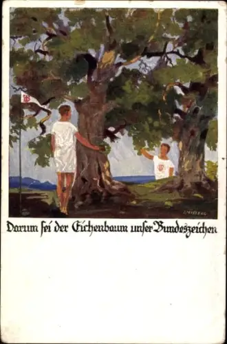 Künstler Ak Amtsberg, Otto, Zum Besten der dt. Turnerschaft, Eichenbaum als Bundeszeichen