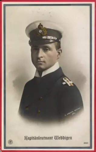 Ak Kapitänleutnant Weddigen, U-Boot-Kommandant, Portrait