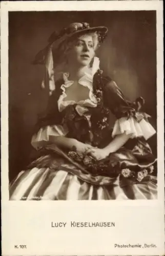 Ak Schauspielerin Lucy Kieselhausen, Portrait, Hut