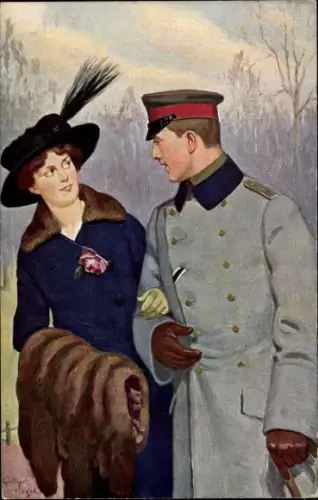 Künstler Ak Nagel, Günther, Unser Leutnant, Sein erster Ausgang, Soldat mit Frau