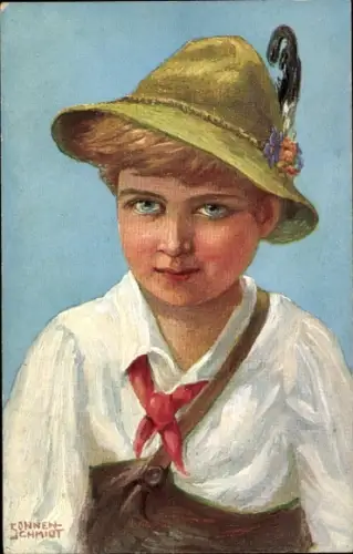 Künstler Ak Schmidt, Junge in Tracht, Porträt