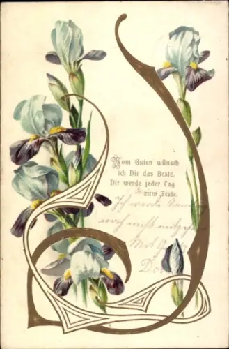 Ak Kitsch, Blumen, Vom Guten wünsch ich Dir das Beste...