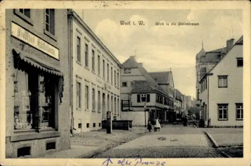 Ak Werl in Westfalen, Blick in die Steinstraße, Geschäft